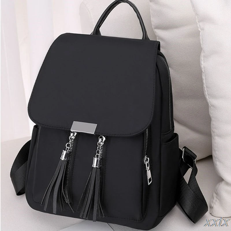 Fashion Backpack Rucksack-Shoulder-Bag Tassel School-Bookbag Anti-Theft Womens Nylon