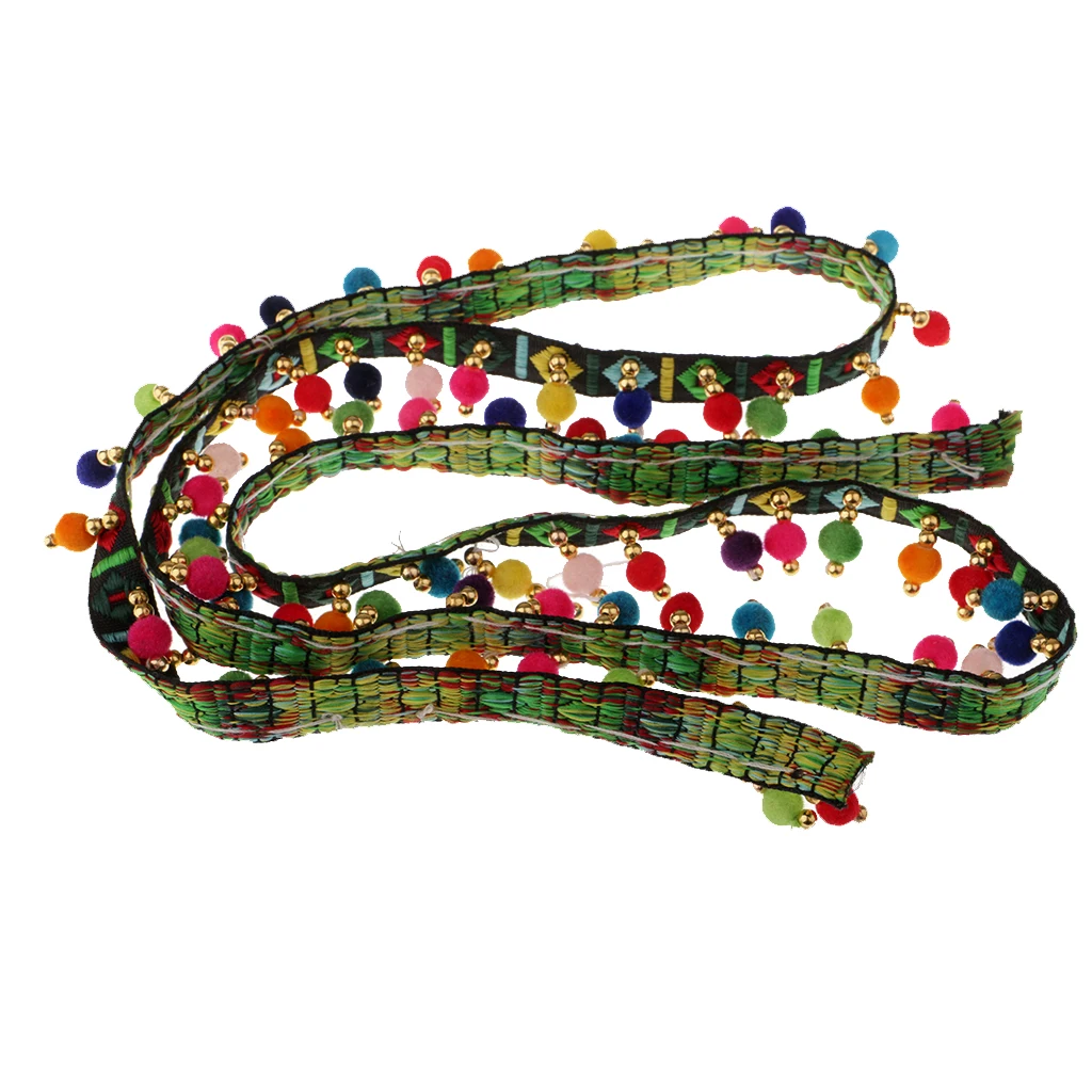 2Pcs Multicolor Knitting Yarn Tassel Fringe Trim Boho Ribbon for Sewing Crafts Scarf Braiding Home Textiles Belts Headpiece