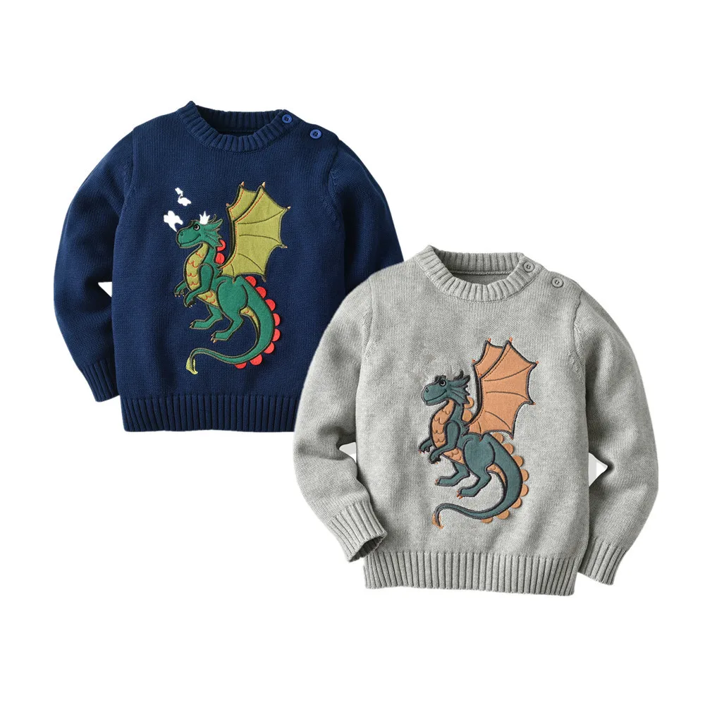 

2019 New Autumn Winter Knitted Boys Sweaters Kids Pullover Casual Sweater Cute Dinosaur Pattern Style Kid Sweaters Tops