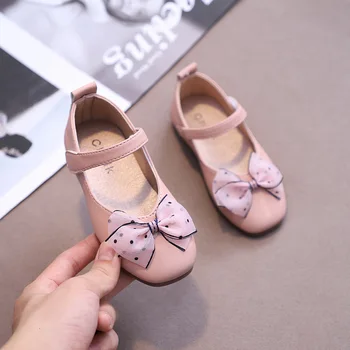 

Girl Princess Shoe Bow In Children Shallow Soft Bottom Small Leather Kids Girls Shoes