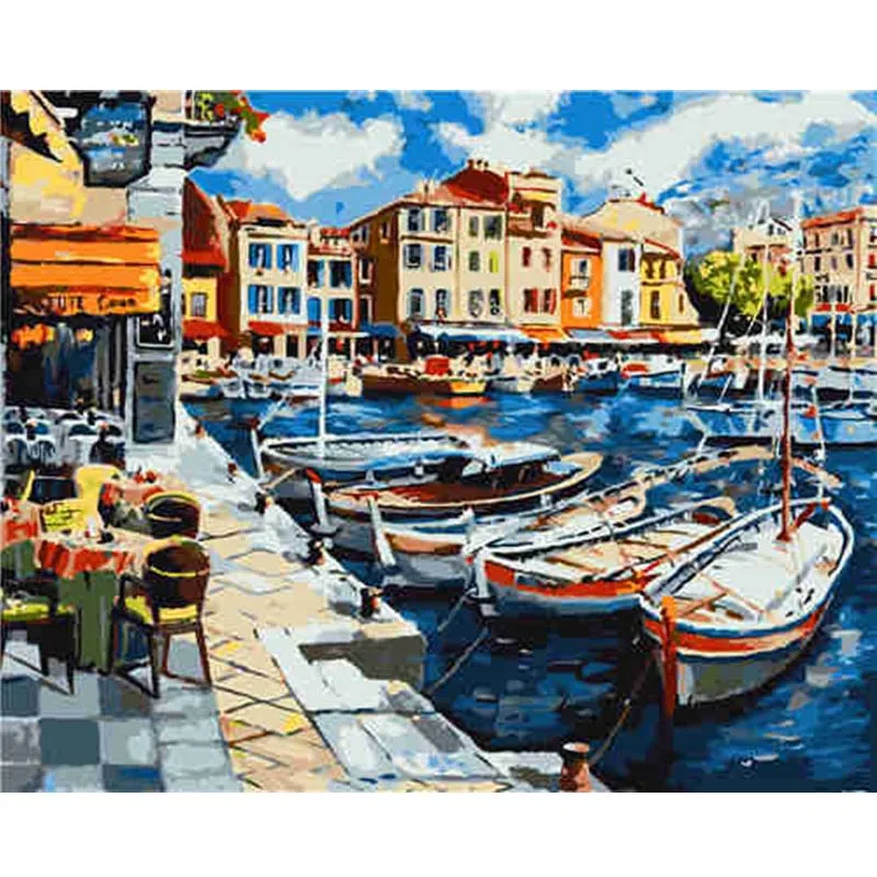 

Frame Venice Street DIY Digital Acrylic Hand Painted Canvas Oil Paintings Nordic Style Canvas Painting For Living Room Wall Art