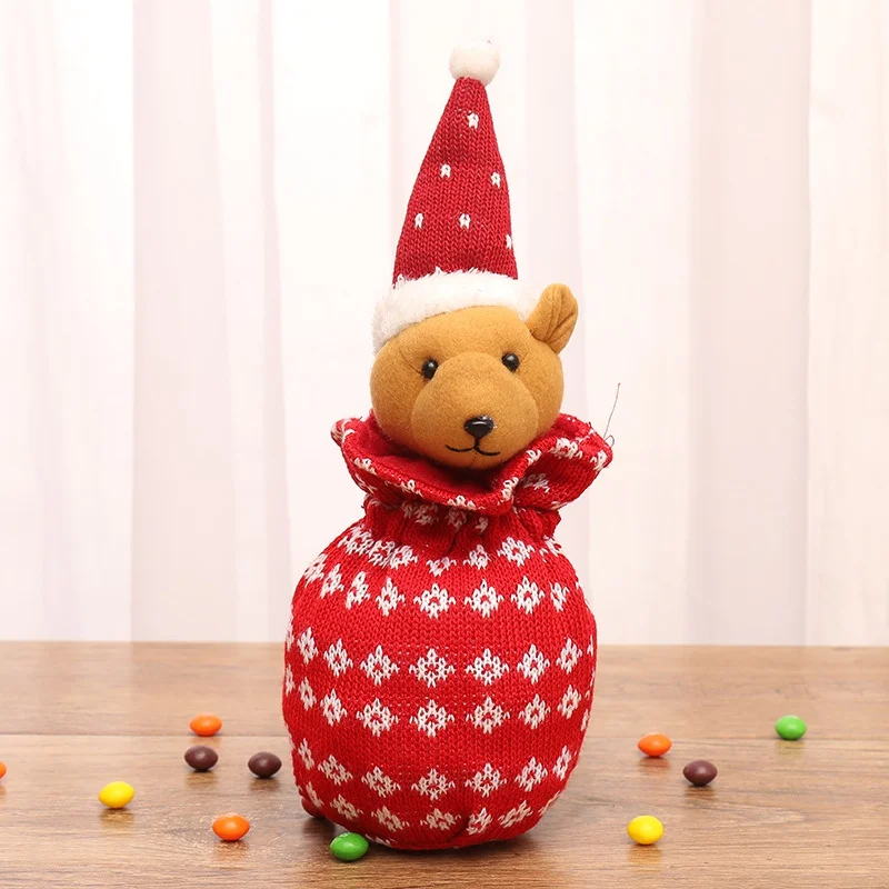 Christmas Kids Candy Bags Cotton Santa Claus Snowmen Pattern Christmas Gift Bag Children Bag Drawstring Container Organizer Case