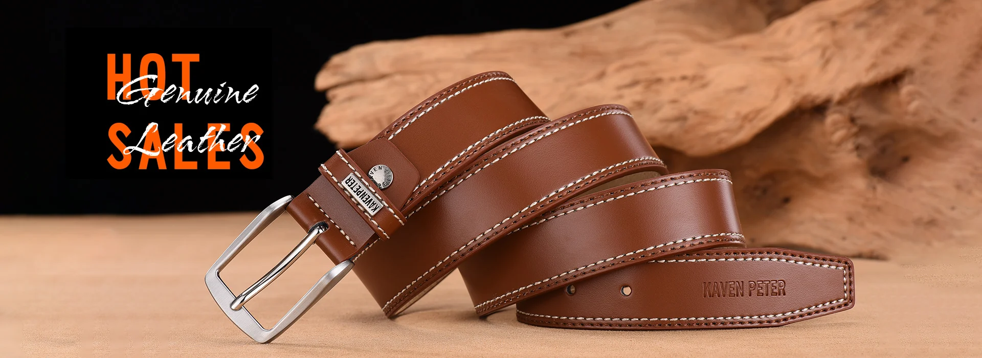 Men's Stretch Golf Belt in Tan Color | Modern, Luxury Golf Apparel