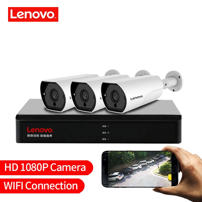 

LENOVO 3CH 1080P POE NVR Kit 2.0MP HD CCTV Security camera System Audio monitor IP Camera P2P Outdoor Video Surveillance System