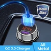 Metal QC 3,0 pantalla LED Digital Dual USB cargador de coche para teléfono móvil cargador rápido Usb cargador para iPhone Samsung Xiaomi Huawei ► Foto 1/6