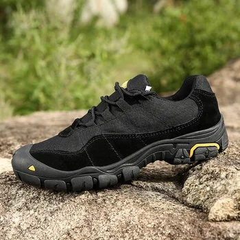 

Nine o'clock Fashion Men Genuine Leather Hiking Shoes Outdoor Non-slip Climbing Footwear Breathable Large Size Walking Sneakers