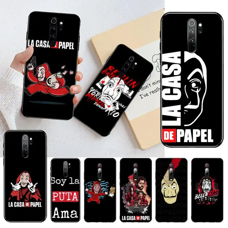 

HPCHCJHM TV Series Money Heist House Of Paper Phone Case Cover for Redmi Note 8 8A 7 6 6A 5 5A 4 4X 4A Go Pro Plus Prime