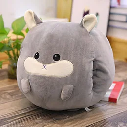 Grey Hamster Шарообразная голова животных игрушка Многофункциональный мультфильм мягкая плюшевая подушка руки теплые игрушки Зима Рождественский подарок 30 см - Цвет: Grey Hamster