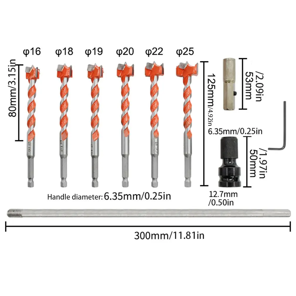 10 шт. Деревообработка буровой расширитель ветряная партия шестигранный хвостовик длинная резьба сплав дрель деревянный дверной замок