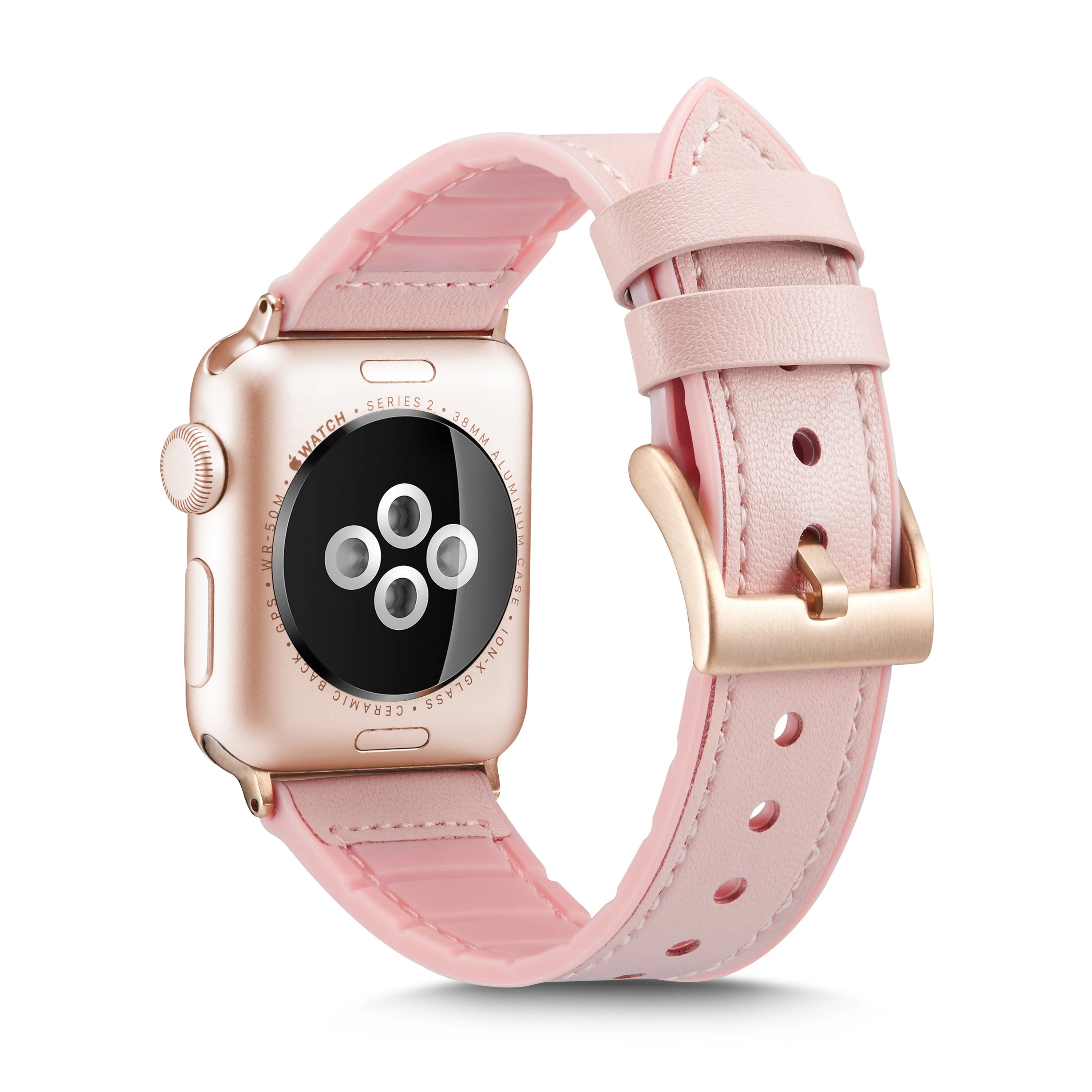 Ремешок для часов 40/44 мм Apple Watch Series 5 4 3 браслет из мягкой резины с кожаным ремешком