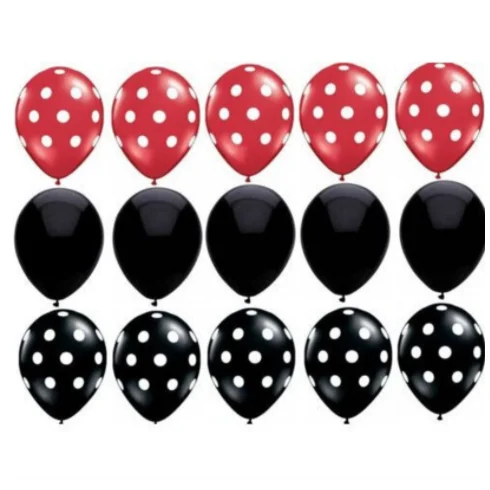 15pcs 15 шт божья коровка Черное Красное Пятно горошек латексные шары globos вечерние воздушные шары ко дню рождения Свадебные украшения шарики игрушки 12 дюймов шары - Цвет: 15pcs