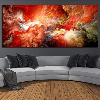 

DDHH Orange Whtie Oil Painting Cloud Abstract Think Independe Wall Picture For Living Room Canvas Modern Art Poster and Print