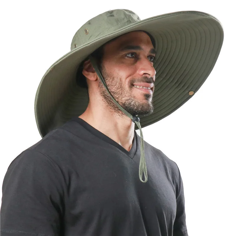 New Wide Brim Sun Hat Breathable Safari Hat Men Women Boonie Hat