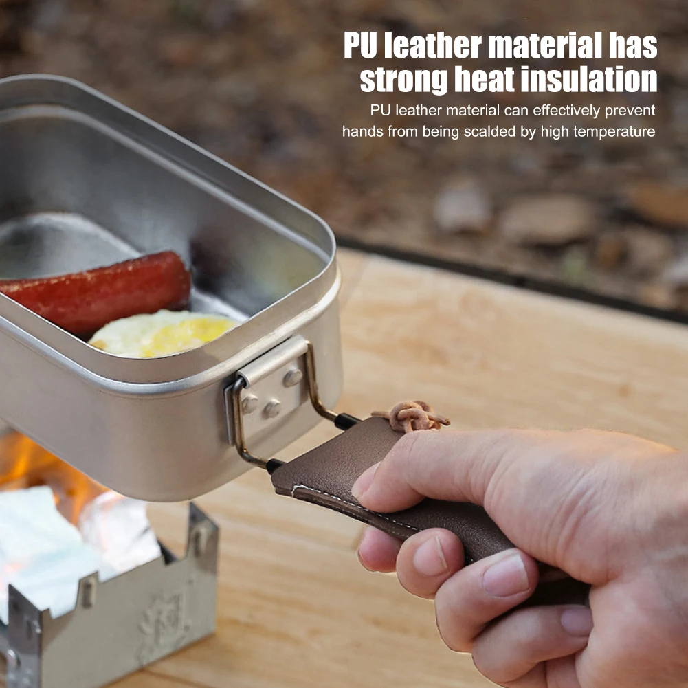 1/2pcs Pan Handle Grip Protective Cover Non-Scald Non-Slip PU Leather Iron Frying Pan Handle Skillet Covers Pot Leather Cover pan handle cover