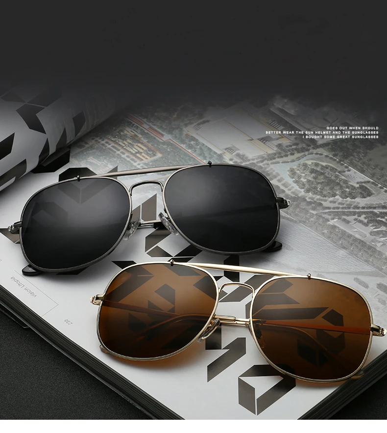 

ROLEBAN Aviation Metail Frame Quality Oversized Spring Leg Alloy Men Sunglasses Brand Design Pilot Male Sun Glasses Driving