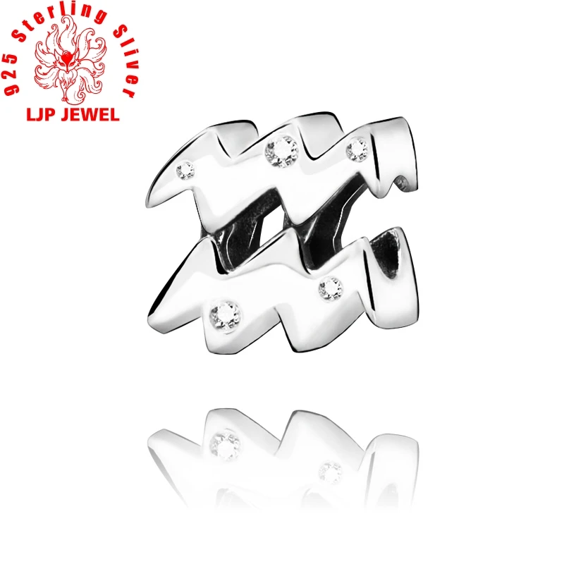 

2019 New 925 Sterling Silver Sparkling Aquarius Zodiac Charm fit Original Pandora Bracelets Women DIY Jewelry