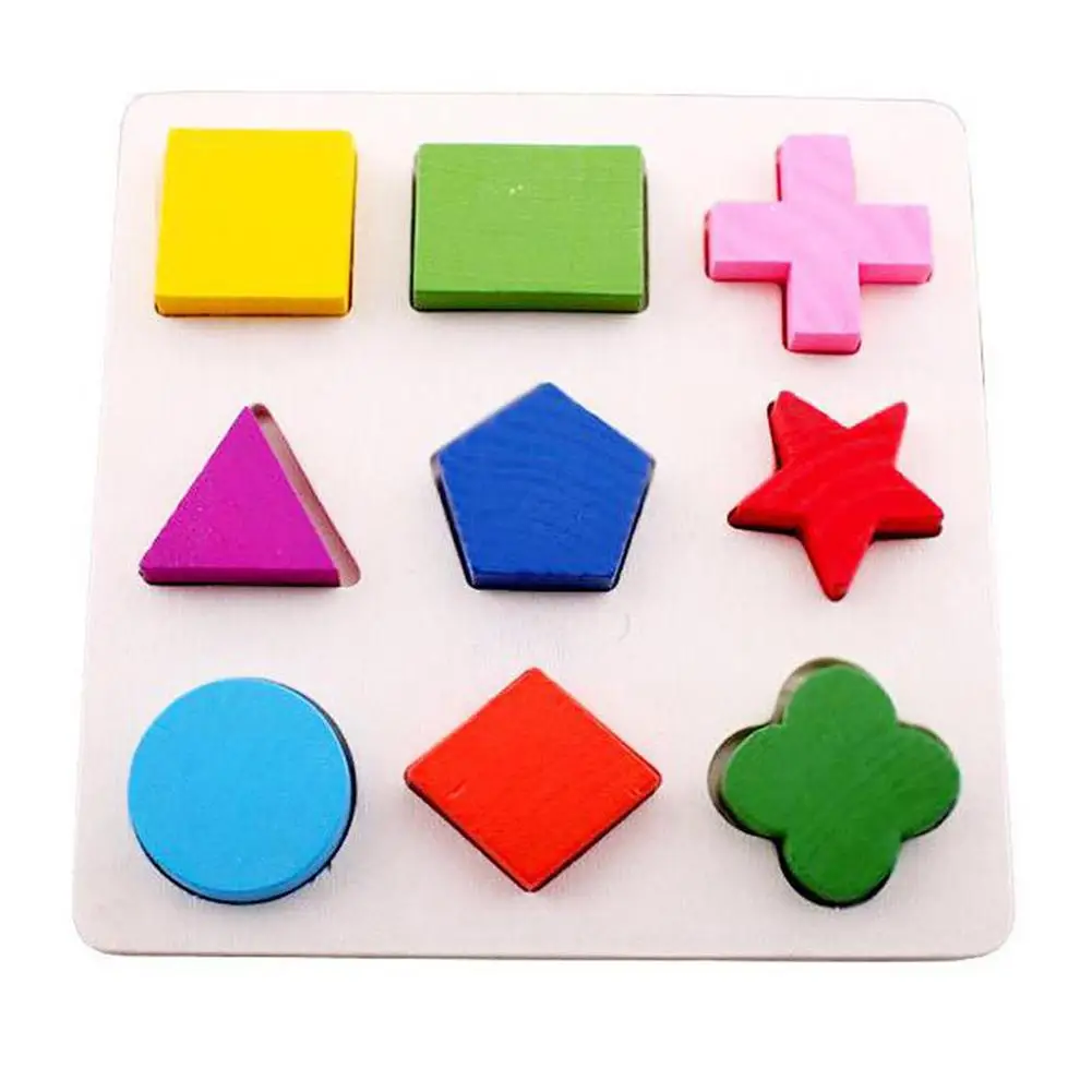 Нет деревянные геометрические формы блоки 3D головоломка игрушка для ребенка