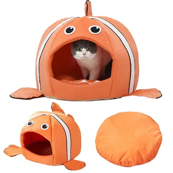 

Cat Bed Soft Pet Cushion House Short Plush For Cat Kennel Tent High Quality Cotton Small Dog Sleeping Bag Travel Products