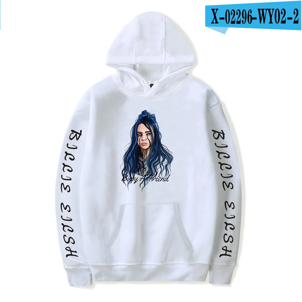 As picture Billie Eilish/толстовки с капюшоном с логотипом; Мужская толстовка; пуловер больших размеров; сезон осень-зима; удобные теплые толстовки для мальчиков и девочек - Цвет: As picture