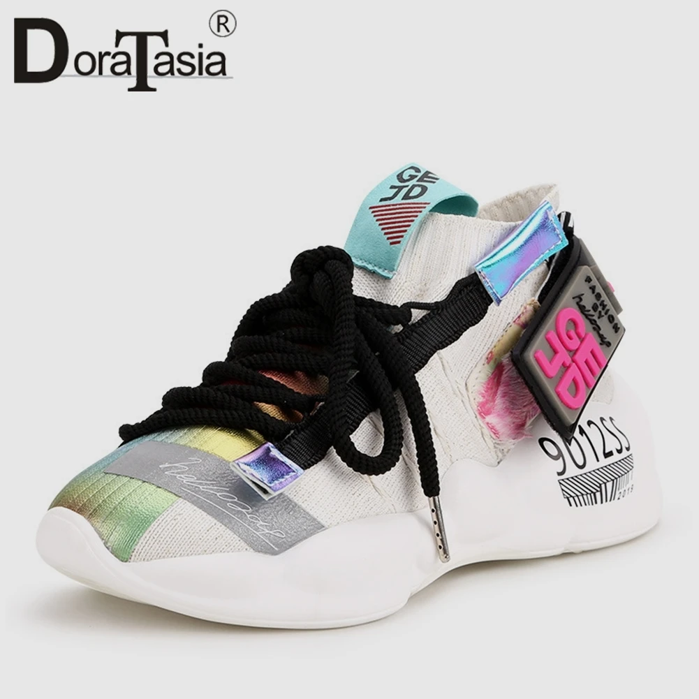 

DORATASIA New INS Hot Colored Light Sock Sneakers Women Autumn Fashion Big Size 35-42 Dad Shoes Women Casual Flats Shoes Woman