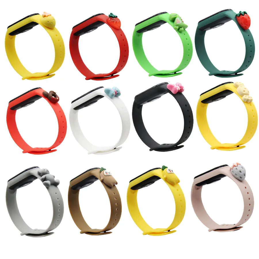 Мультяшный ремешок для Xiaomi Mi Band 3 4 умных часов M5 M4 Plus сменный Браслет Для MiBand 5