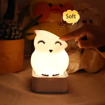 

Nursery Touch Sensor Bedside Lamp Bedroom LED Night Light Pat Vinyl Soft Safe Home Decor Multicolor Cute Gift Owl Shape For Baby