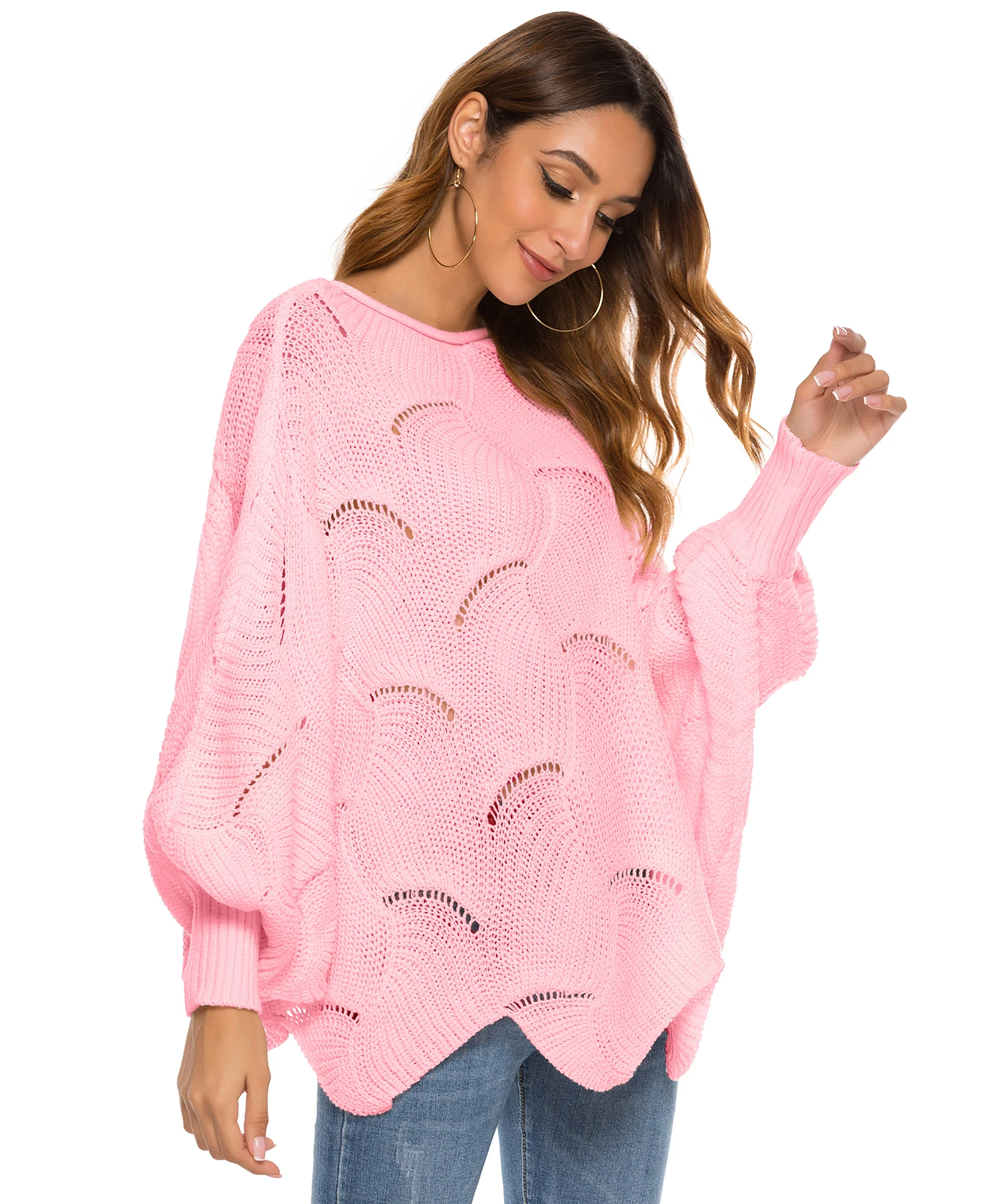 

Women's Pullover Sweaters Long Sleeve Crewneck Loose Overiszed Knitted Sweaters