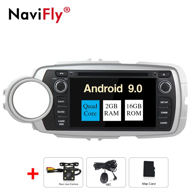 NaviFly 4 Гб+ 64 ГБ Android 9,0 автомобильный Радио gps для Toyota Yaris 2012- Авто 2 Din Android DVD навигатор мультимедийный плеер - Цвет: 2GB-16GB-Camera