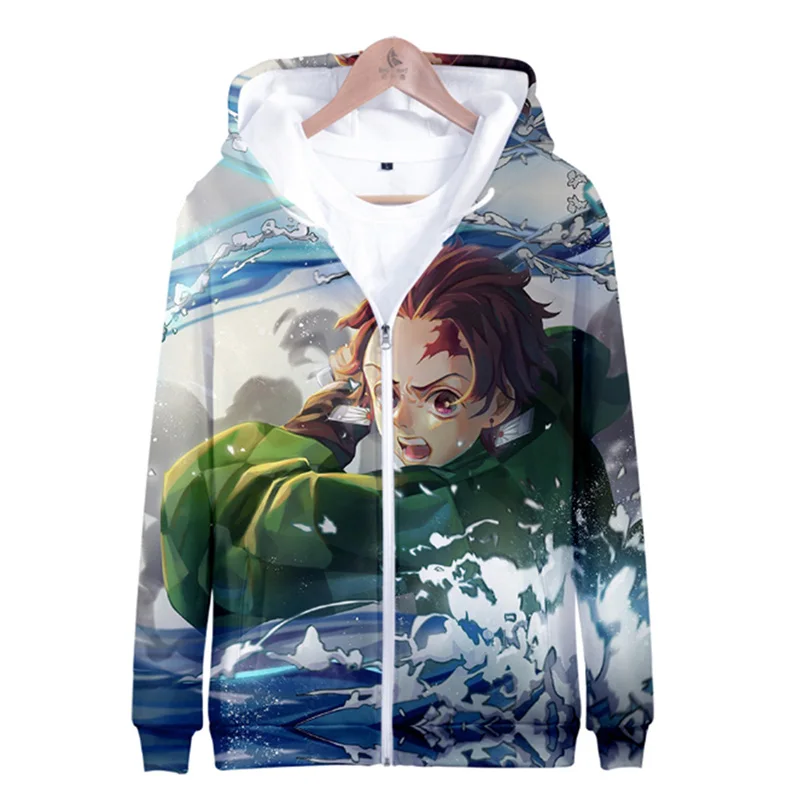 hoodie Аниме Comic Demon Slayer Kimetsu no Yaiba тканевая блузка на молнии Kamado Tanjirou Kamado Nezuko Agatsuma Zenitsu толстовки - Цвет: hoodie