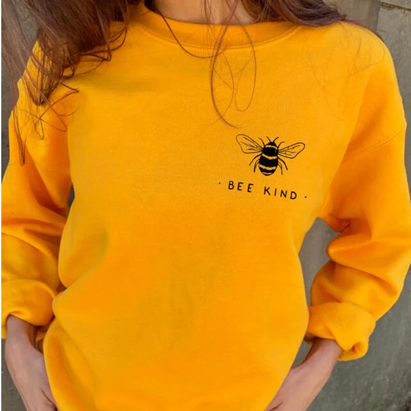 

Funny BE KIND Fleece Sweatshirt Warm Fall Winter Long Sleeve Cute Kawaii Animal Print Oversized Hoodies Women Female Clothes 344