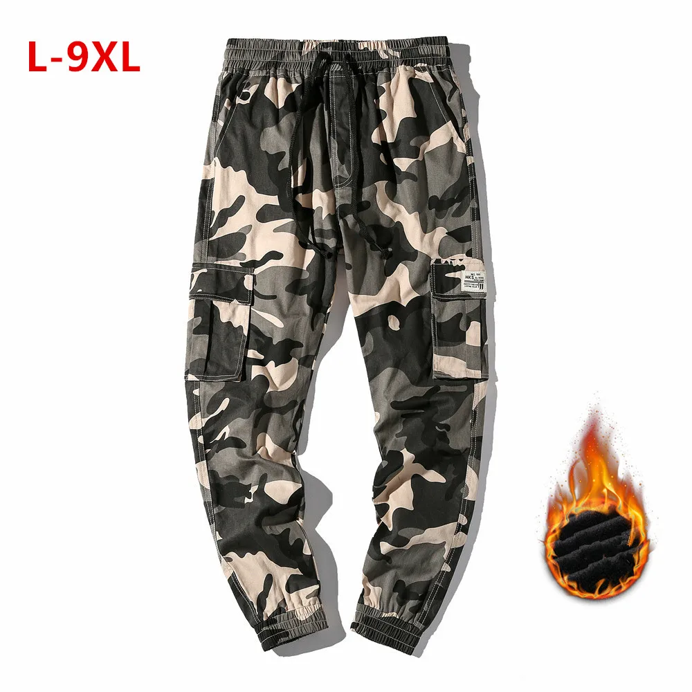 

Men Camo Cargo Pants Harem Plus Size 6XL 7XL 8XL 9XL Joggers Man Camouflage Military Safari Male Fleece Autumn Winter Trousers