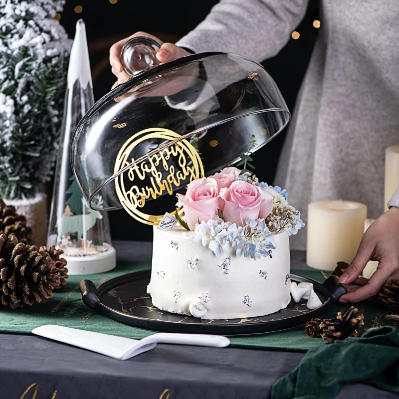 Nordic имитация Marblen керамическая тарелка для торта Стекло крышка десертный стол Дисплей подставка, лоток украшения для кухни праздничные Вечерние