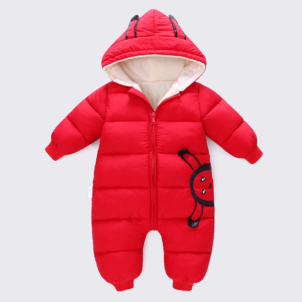LOOZYKIT/комбинезон для новорожденных; детское зимнее теплое пальто для маленьких мальчиков и девочек; Толстый комбинезон с рисунком; Модный комбинезон с капюшоном для младенцев