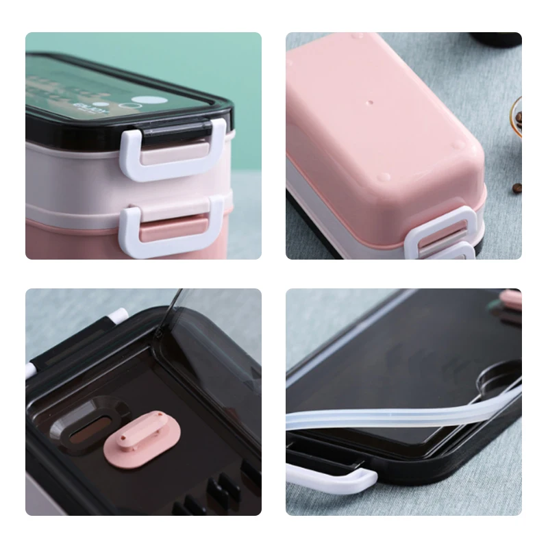 Lunch Box 304 Stainless Steel 2layers Microwae Heating For School Kids Office Worker Food Storage