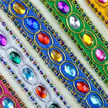 

9Meter Meetee 1pc 3cm*9m Acrylic Diamond Jewelry Decorative Lace Hige Quality Sequin Lace Fabric Dance Costume Accessories RC601