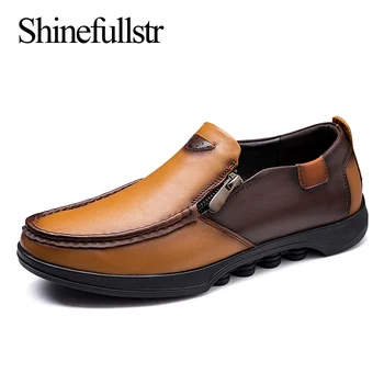 

Plus Size Slip On Man Shoes Leather Genuine Men Casual Luxury Brand Designer Chaussures Hommes En Cuir Luxe High Quality Adult