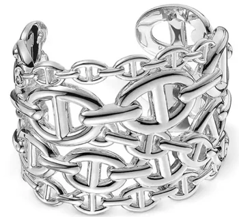 

925 Sterling silver Fashion pig nose bracelet Personality geometric animal bracelet for Women Men Cuff Bangles fancy jewelry