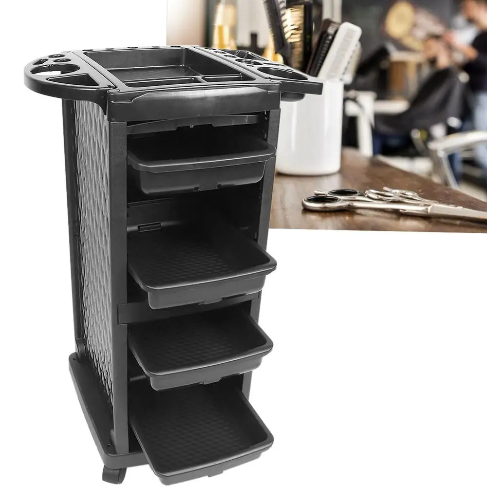 

Multifunctional With Door Lock Hairdressing Tools Storage Cart Large Capacity Barber Shop Dedicated Hair Salon Trolley Black New