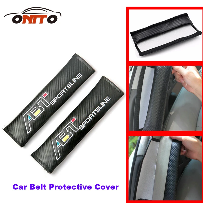 

2X ABT Logo auto accessories car styling Carbon Fiber Cloth Seat Safety Belt Cover Shoulder Pad Sleeve for audi