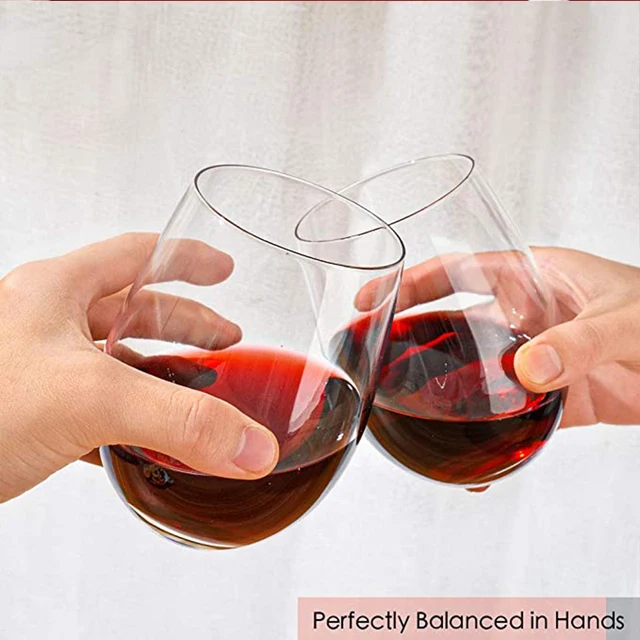 No Spill Wine Glass (Set of 2), Crystal Clear Unbreakable Tritan Plastic,  BPA Fr