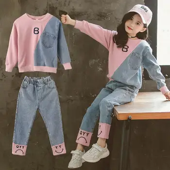 

Children Clothing Set Sweater Jeans Kids Tracksuit 2020 Spring Girls Costume Kids Sport Suits for Girls Clothes 6 8 10 12 Years