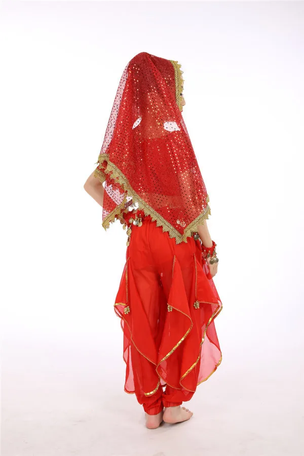 6 цветов живота детские танцевальные костюмы стиль ребенок танец живота девушки Болливуд индийский представление ткань платье 6 шт./компл