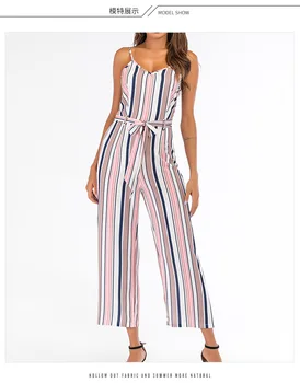 

Womail bodysuit Women Summer Sleeveless Strip Jumpsuit Print Strappy Holiday Long Playsuits Trouser Fashion