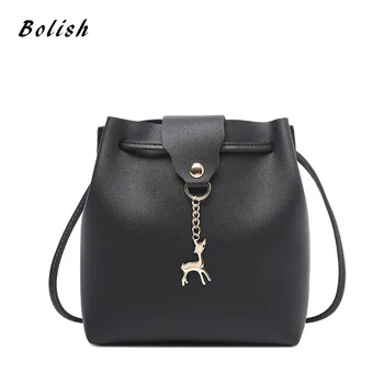 

Mini Leisure Women Handbags Pouch Girls Small Shoulder Bucket Bag Handbags Crossbody Messenger Bag with Deer Decoration