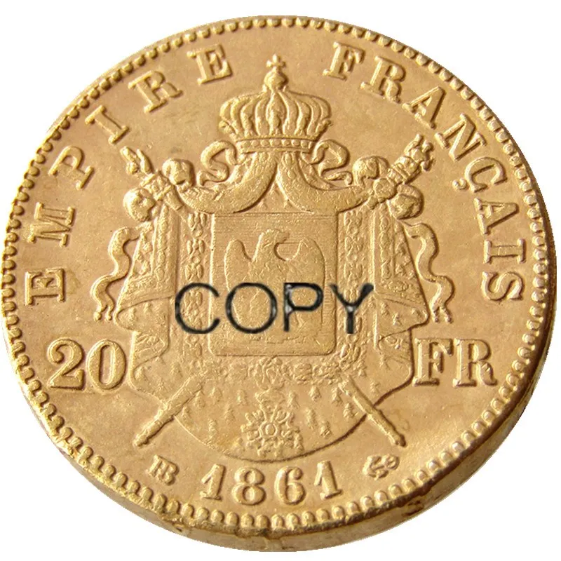 Набор(1861-1870) AB 17 шт Франция 20 Франция 1866B позолоченная копия декоративная монета