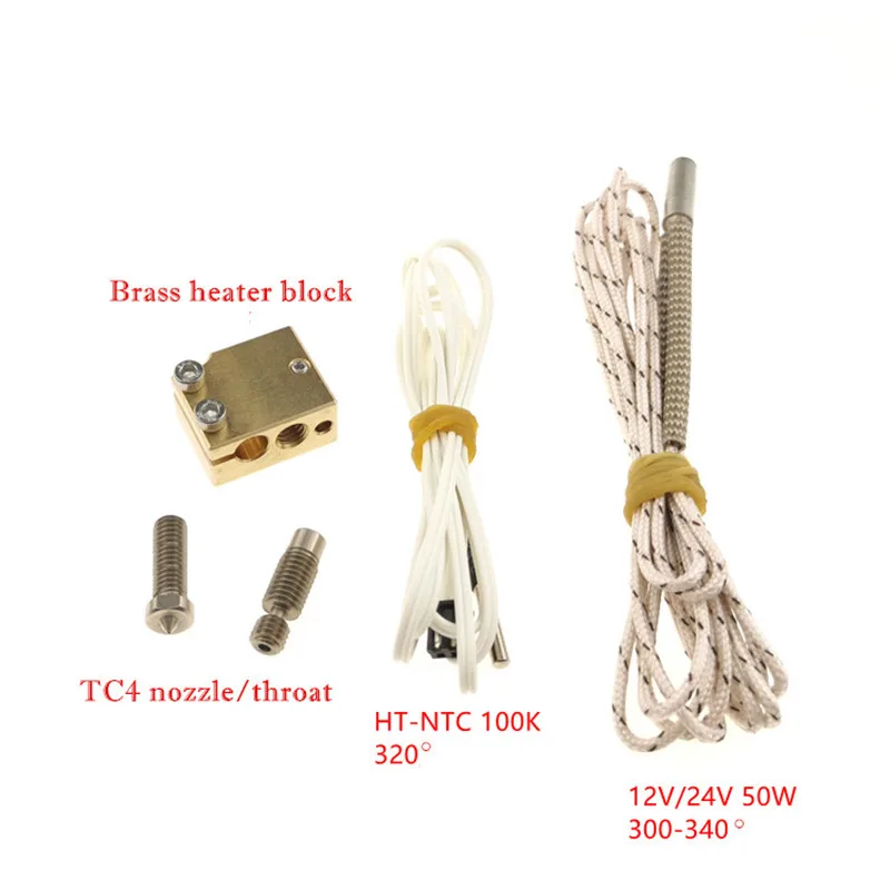 

Форсунка Volcano из титанового сплава + горло V6 TC4 + латунный блок Volcano Hotend, термостойкая версия, детали для 3D-принтера