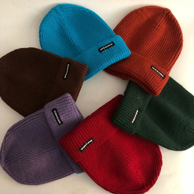 

Casual New Winter Hat Solid Wool Warm Beanies Hats For Women Spring Hip-hop Caps Knitted hat Skullies Beanies Hats For Men Women
