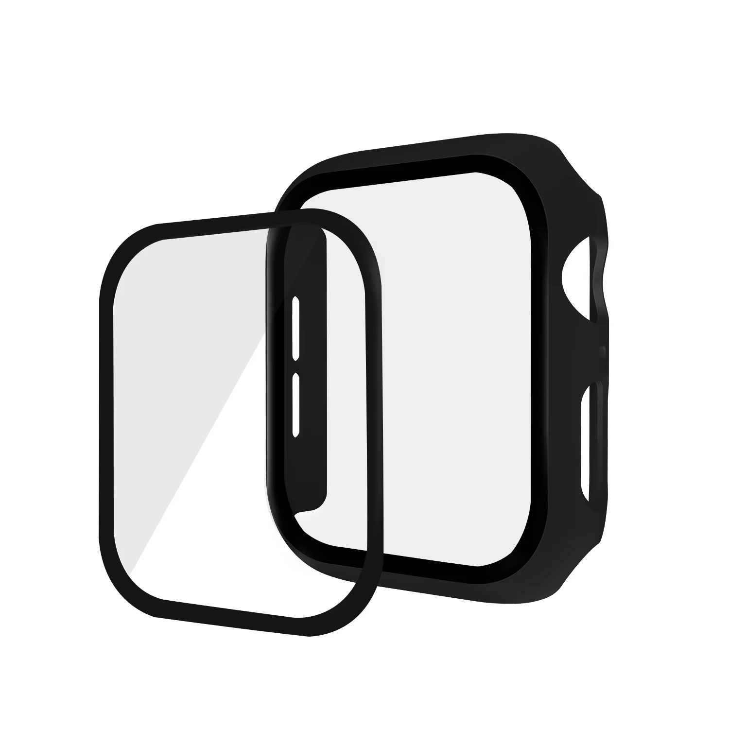 Чехол+ закаленное стекло для Apple Watch, 44 мм, 40 мм, серия 5, 4, защита экрана, защитный чехол для iwatch, серия 3, 2, 1, 42 мм, 38 мм - Цвет ремешка: Black