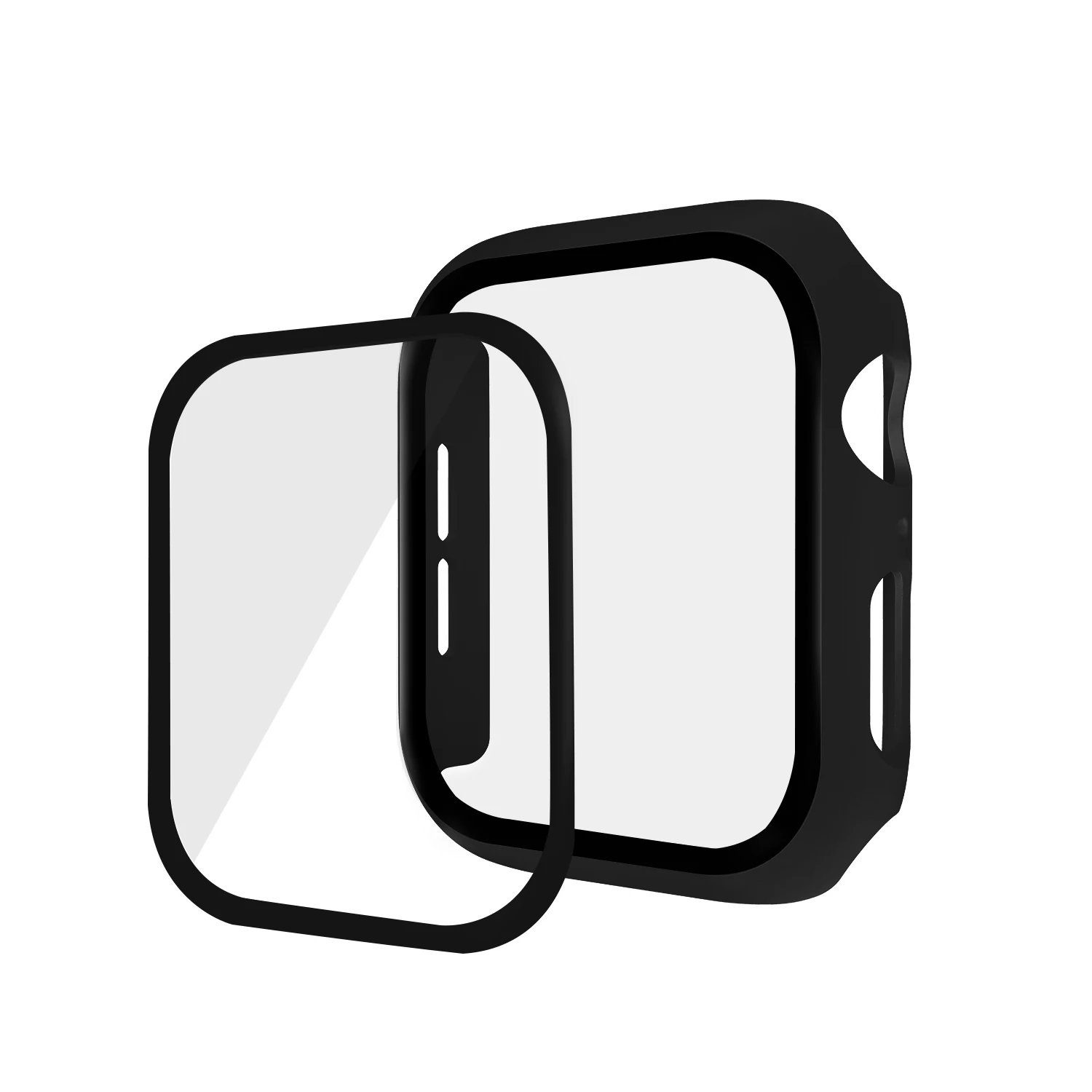 Black Чехол+ закаленное стекло для Apple Watch, 44 мм, 40 мм, серия 5, 4, защита экрана, защитный чехол для iwatch, серия 3, 2, 1, 42 мм, 38 мм - Цвет ремешка: Black