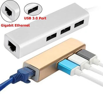 

USB3.0 Hub Multifunctional RJ45 Adapter Plug and Play Portable for Laptop PC Office LHB99